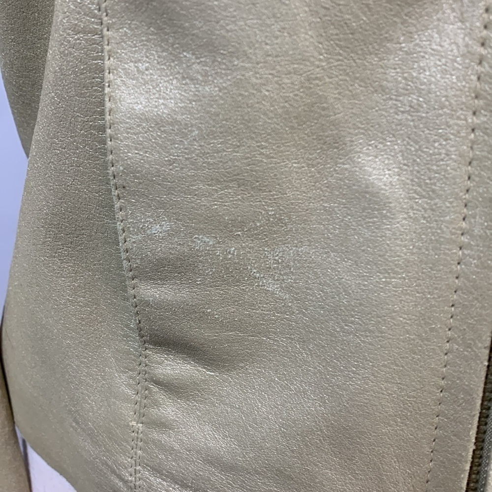 Adler Collection zippered beige leather jacket, Small - Picture 5 of 10